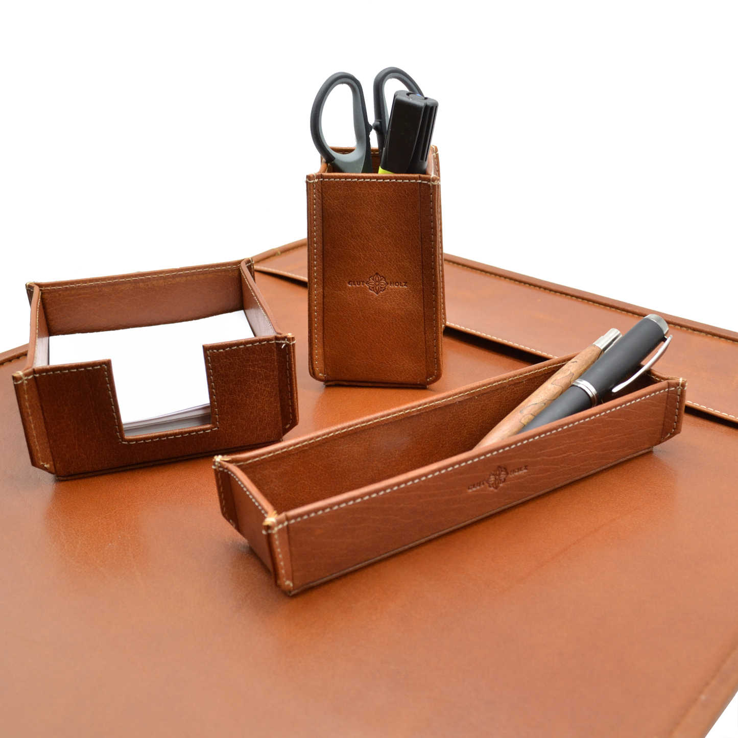 Set Schreibtisch Leder "Elegance" (4 teilig)