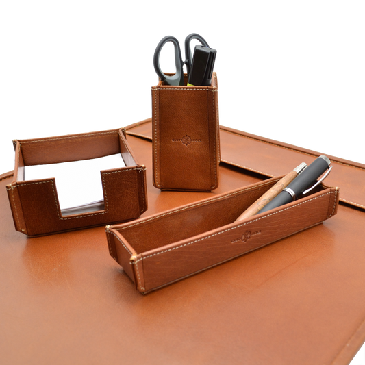 Set Schreibtisch Leder "Elegance" (4 teilig)